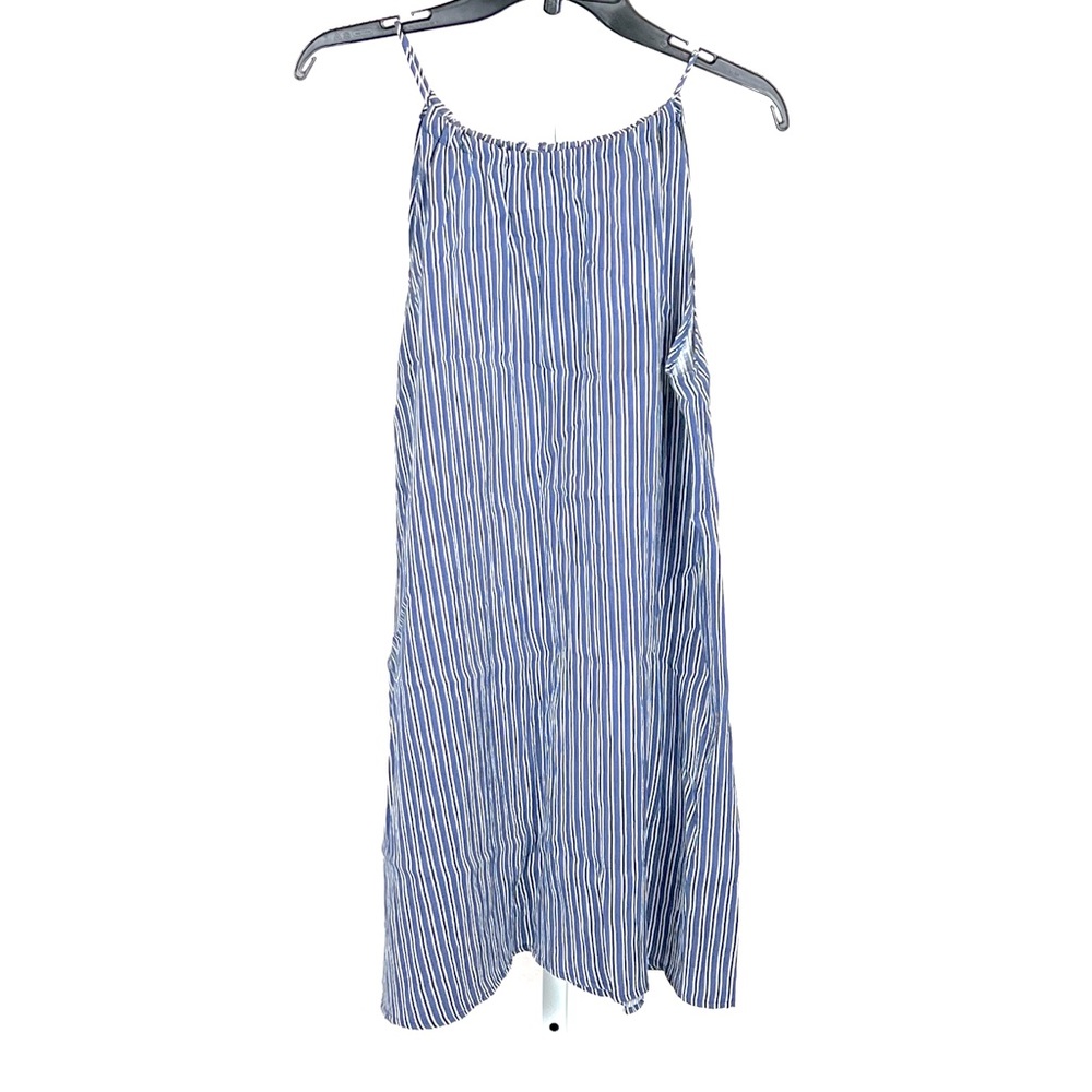 Knotsisters blue striped halter A-line dress L 112